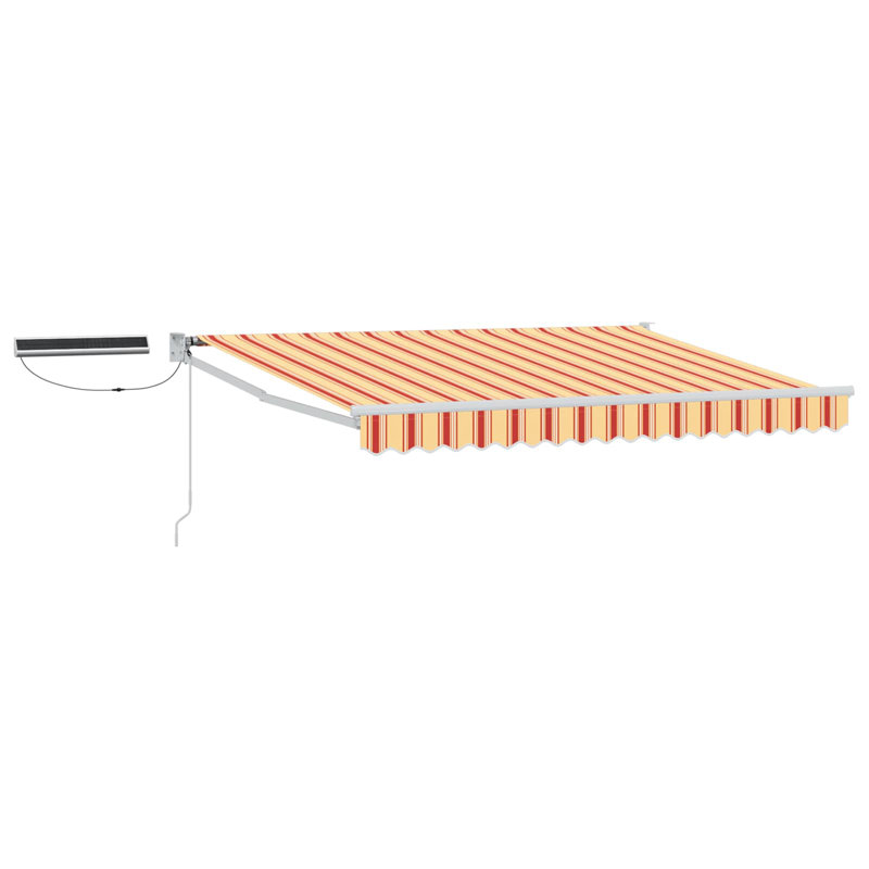 VidaXL Polyester Cover Retractable Patio Awning, No Pattern, 350cm W x 200cm D, Multicolour/White