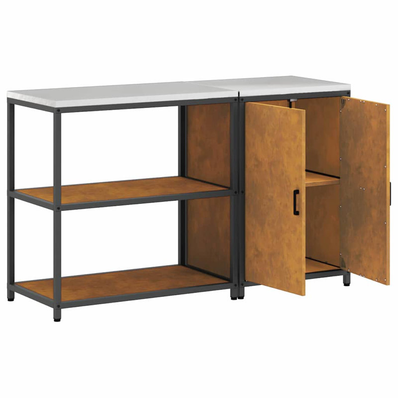  Kitchen Storage Set With Shelf 2 Pcs Rusty 150 X 50 X 92 Cm