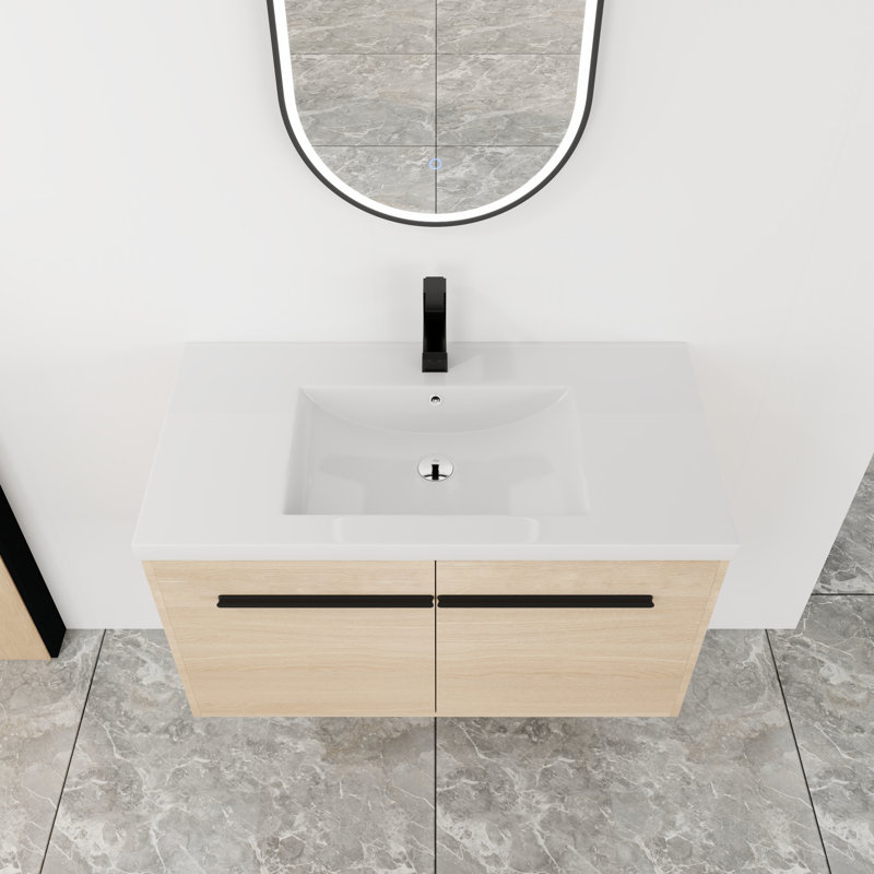 Ensemble de meuble-lavabo simple 35,45 po avec plateau en résine Harmanie
