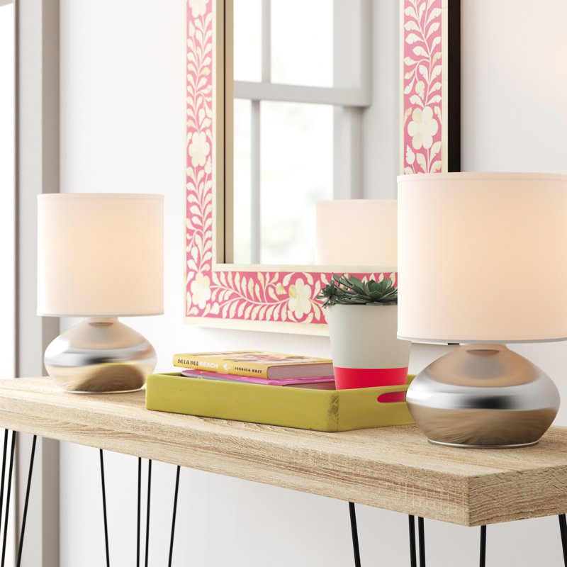 Warminster 9.25" Brushed Steel Table Lamp Set, Brushed Steel