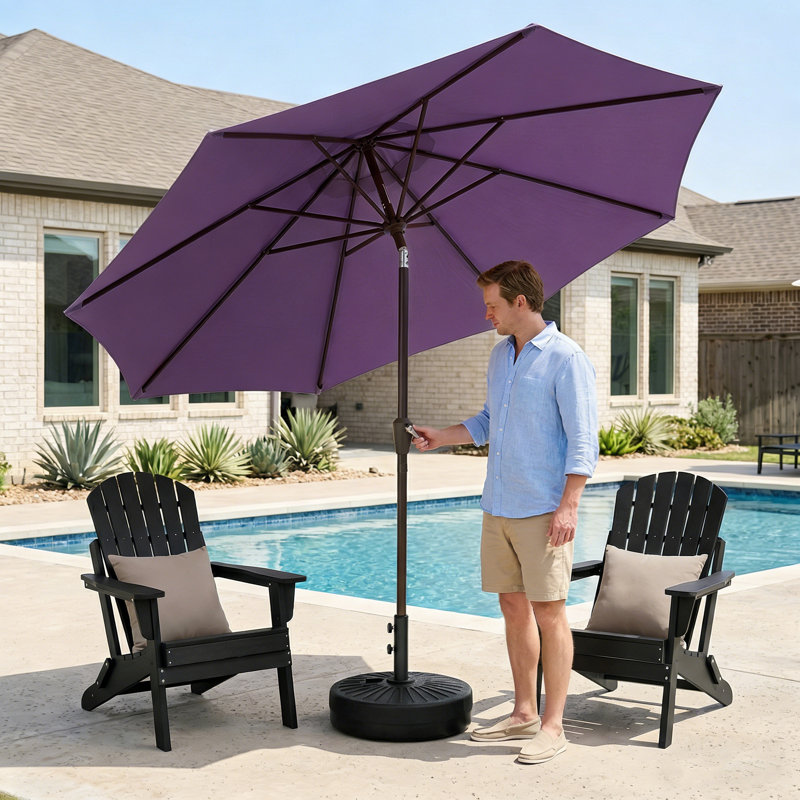 Parasol de patio 9 pi avec base, Mauve