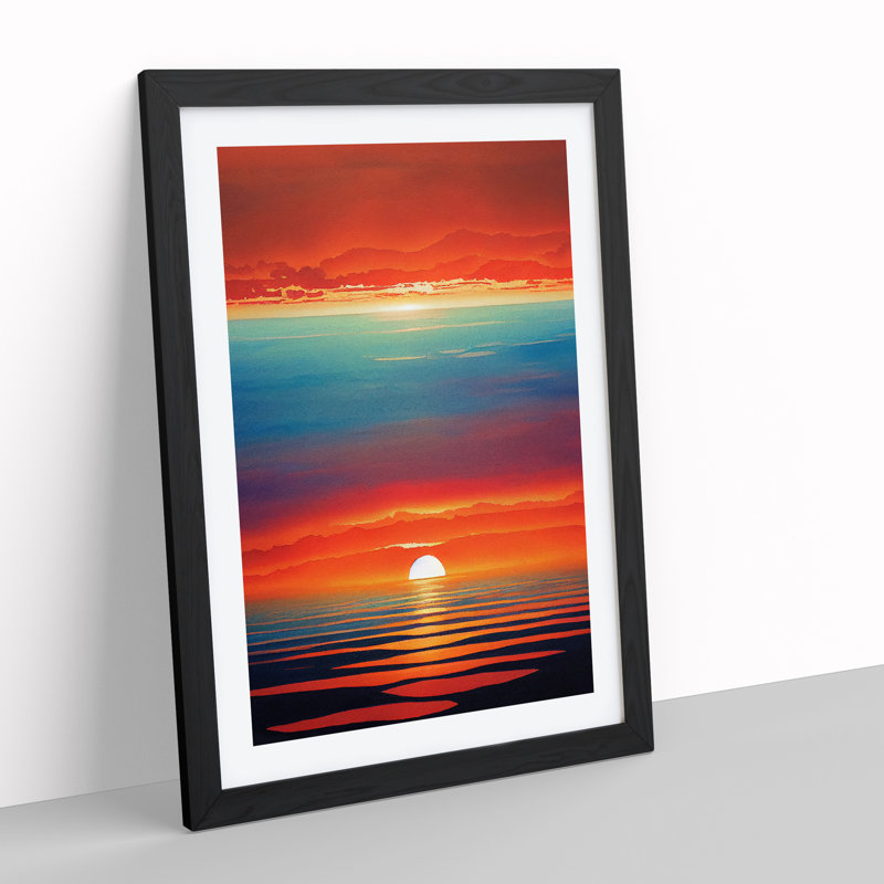 Striking Ocean Sunset No.1 - Framed Print, Black Framed, 64cm H x 46cm W x 2cm D