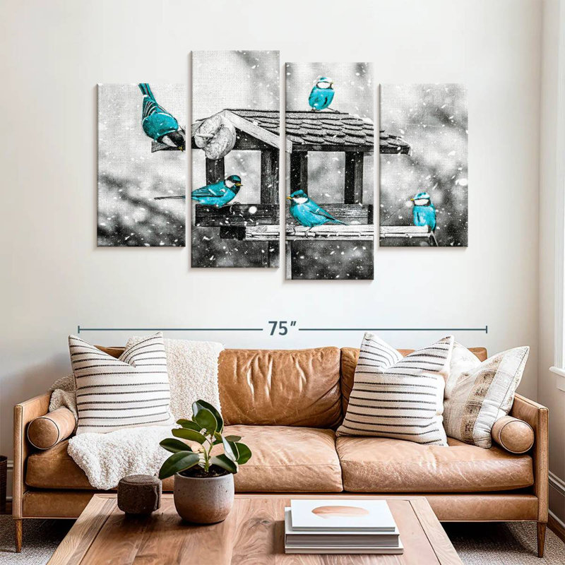 Blue Tits On Bird Feeder Pop, 42" H x 68" W
