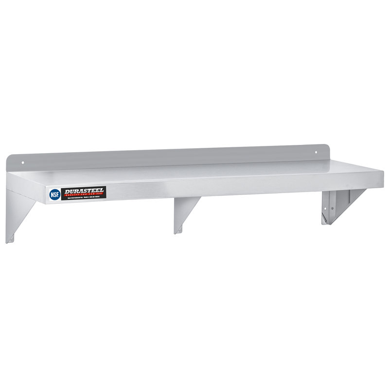Tablette murale en acier inoxydable - 72 po de largeur x 14 po de qualité commerciale - Certifié NSF