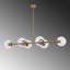 Lustre moderne en cuivre, hauteur réglable, 43,3 x 15,7 x 13,8 à 25,9 pouces | Corps en métal avec capuchons en verre, 6 x douilles E14 de 40 W maximum | Conception rétro glamour pour espaces scandinaves et contemporains, indice de protection IP20-1577487279-1588321341