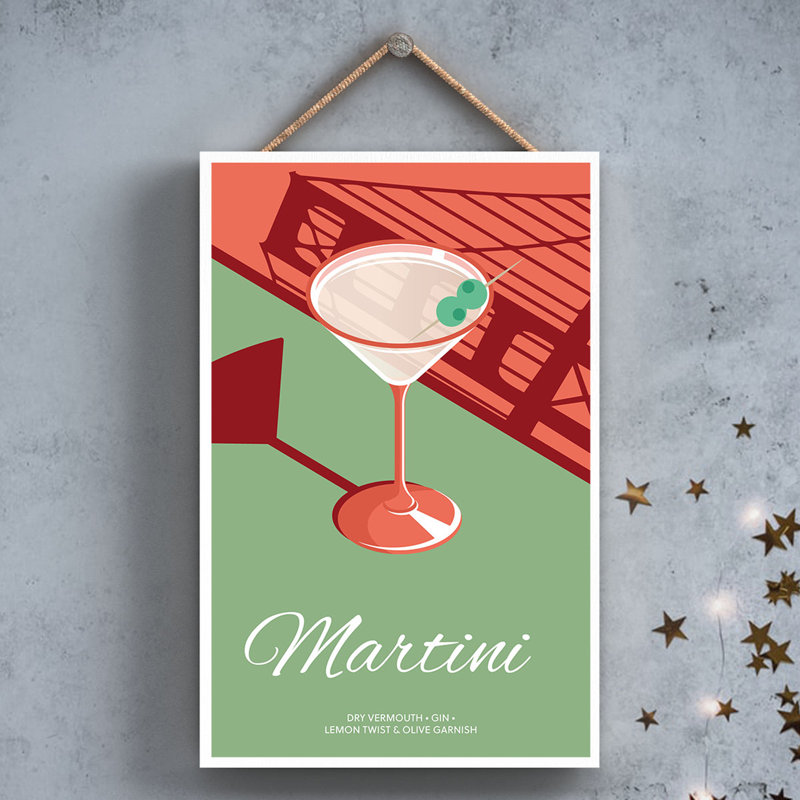 Cocktails - Martini Wooden Hanging Plaque