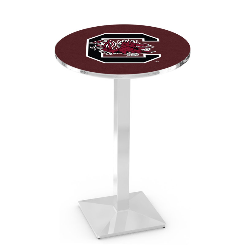 Round Metal Base Dining Table, Chrome, University of South Carolina