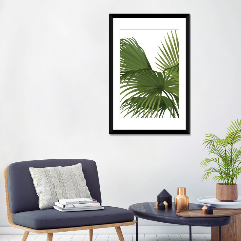 « autre ventilateur palm ii », impression sur toile, H 24 po x l 16 po x P 1 po, Papier d'art encadré noir, Blanc