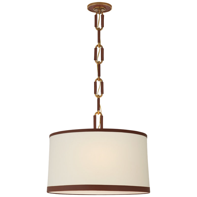 Ralph Lauren Cody 3 Light Chandelier, Natural Brass/Saddle Leather, 19"H x 24"W x 24"D