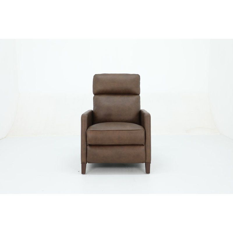 Morlan 30.8" Wide Genuine Leather Power Zero Gravity Recliner, Brown Top Grain Leather