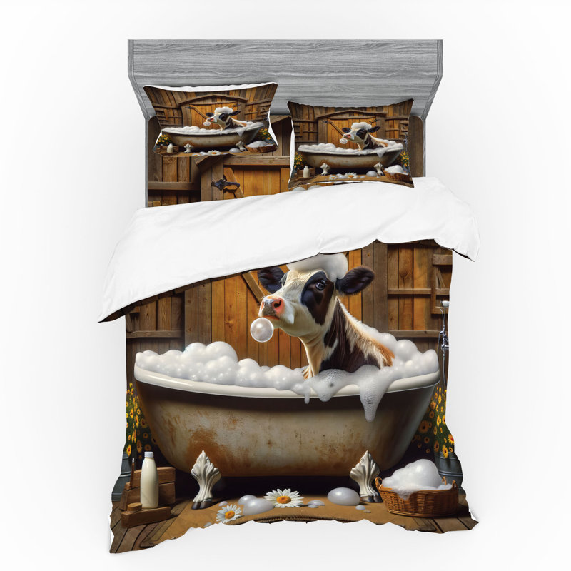 Ensemble de literie rustique Ambesonne et jaune caramel et brun, King Duvet Cover + 3 Additional Pieces