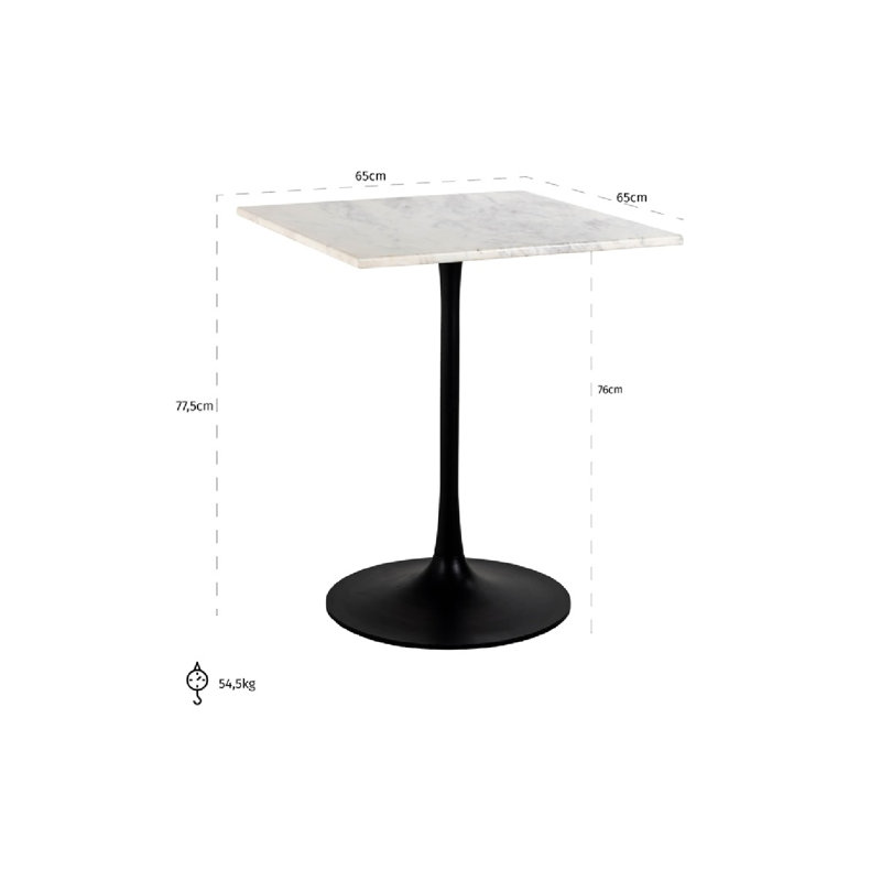 Bar Table Square Marble Dining Table, White