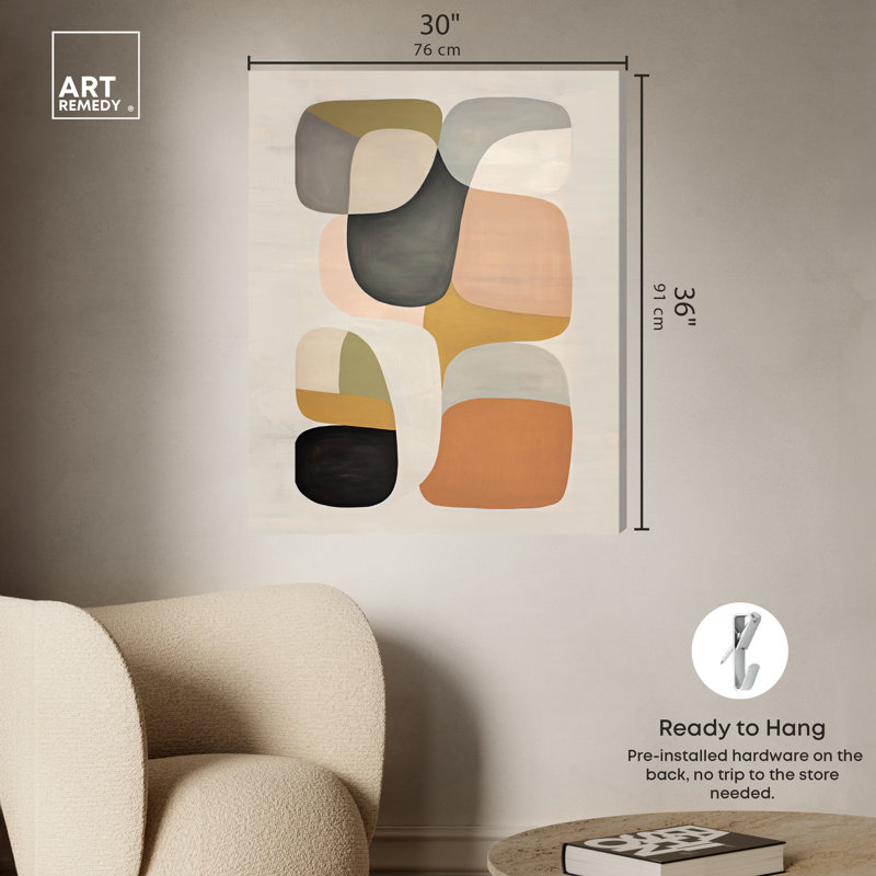 Soft Spot Boho Neutral Abstract Wall Art by Art Remedy, 37" H x 31" W, Wrapped Canvas