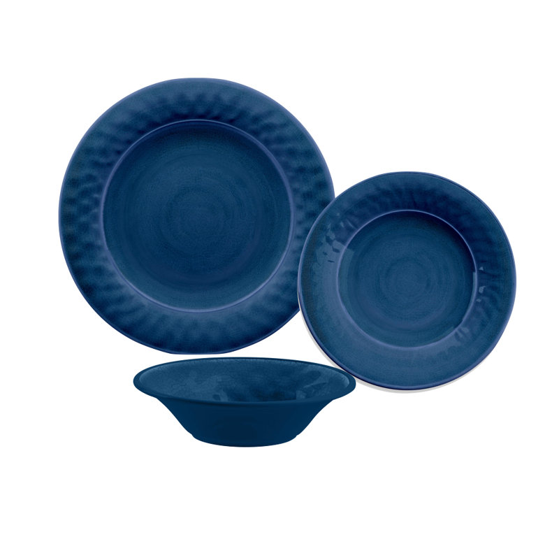 Service de vaisselle en mélamine 12 pièces pour 4 personnes Ewert, Indigo