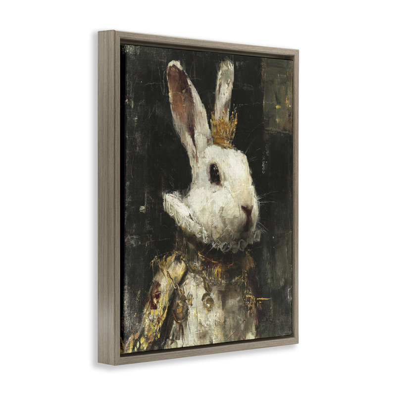 Cadre flottant Regal Hare Portrait, design par Svetlana Aleynikova, H 21 po x l 17 po, Montalcino orme flottant encadré