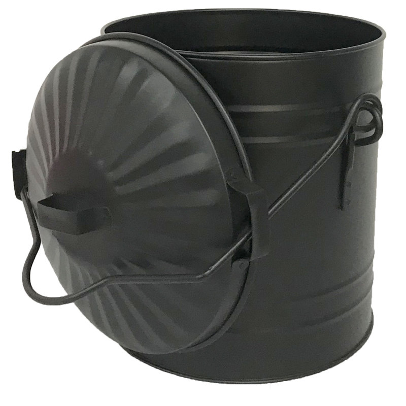 Helin Galvanised Bucket with Lid and Handle 13L Steel Log Carrier