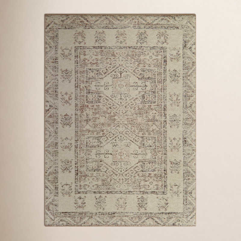 Tapis oriental en cuivre recyclé tissé à la machine Caleb, Rectangle 7 pi 10 po x 10 pi