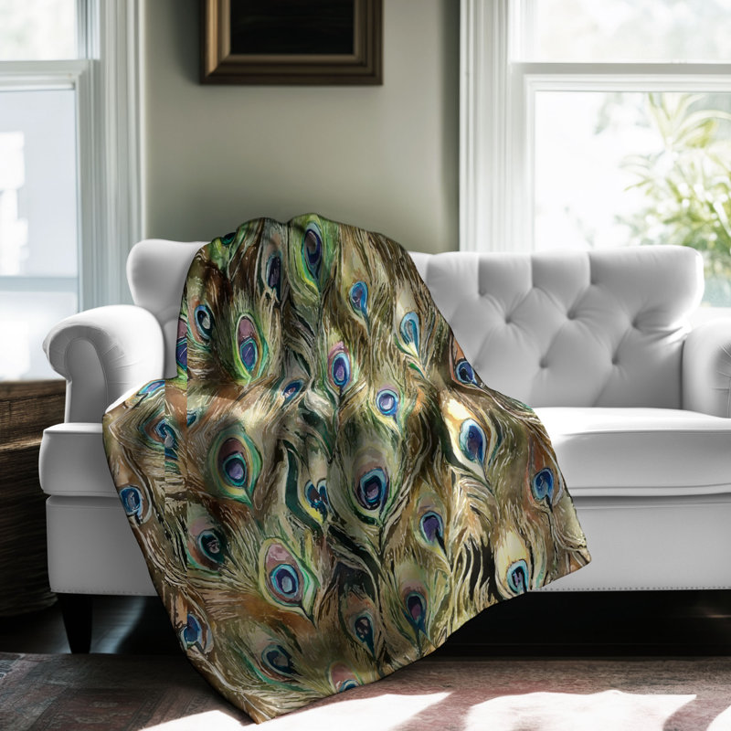 Motif Groovy - 1 pièce Sherpa Premium, Lit simple, Imprimé animal vert / bleu / blanc