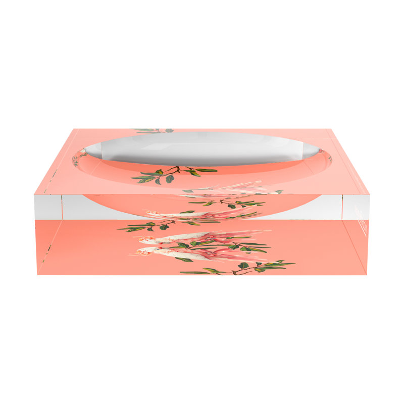 Cockatoo Paradiso Corallo Acrylic Decorative Tray, 6"W x 6"D x 2"H