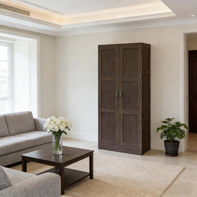 Armoire de rangement polyvalente avec tablettes réglables et portes à fermeture en douceur