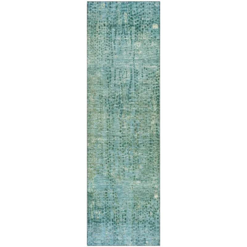 Premium Machine Washable Mayfield Abstract Rug, Teal, 5' x 7'6"