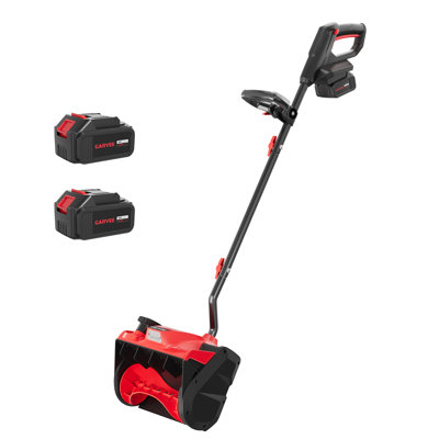 20V Cordless Electric Snow Shovel with LED Light, 12 in Clearing Width, 9 in Clearing Depth, 55 in Total Height, Red & Black Plastic Battery Powered Snow Thrower for Walkways, Patios & Small Driveways