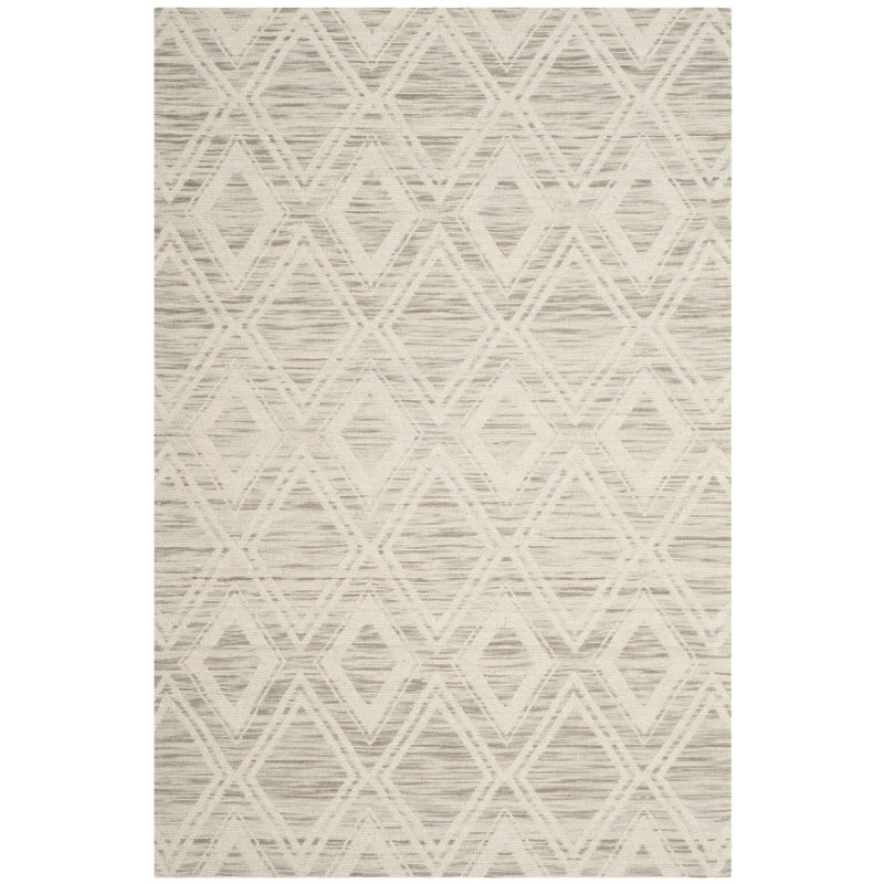 Amritpal Hand Loomed Wool And Cotton With Latex Geometric Rug, Rectangle 2'3" x 4'