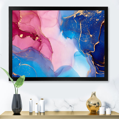 Bleu et mauve luxueux abstrait fluide IV - peinture sur toile