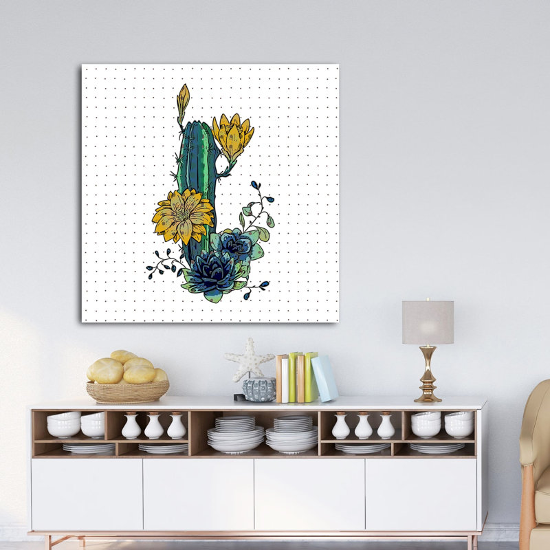 Fleurs de cactus 761 - Impression sur toile tendue, H 8 po x l 8 po x P 1,5 po