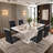 Modern 7-Piece Dining Set With Faux Marble Tabletop And 6 Upholstered C-Frame PU Leather Chairs-816305826-816305821