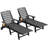 Outdoor HDPE Reclining Lounge Chaise With Wheels & Cup Holder-813858194