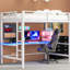 Lit de jeu double pleine grandeur avec bureau en mezzanine en métal et bureau à DEL, blanc, fonctionnel, bureau sécuritaire, cadre solide, rangement pratique