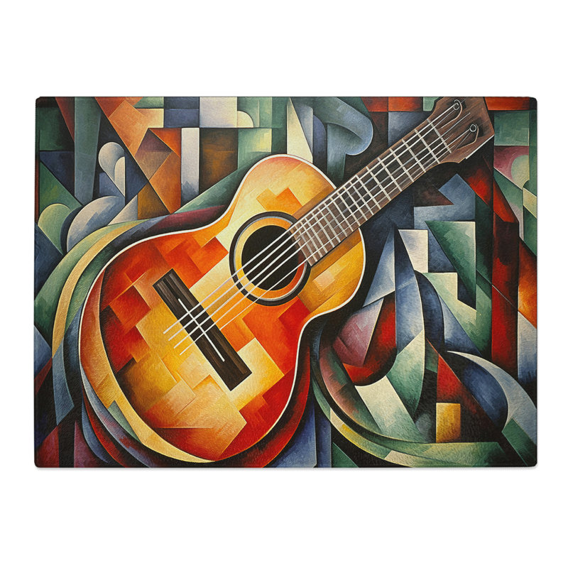 Guitar Cubism  Glass Chopping Board