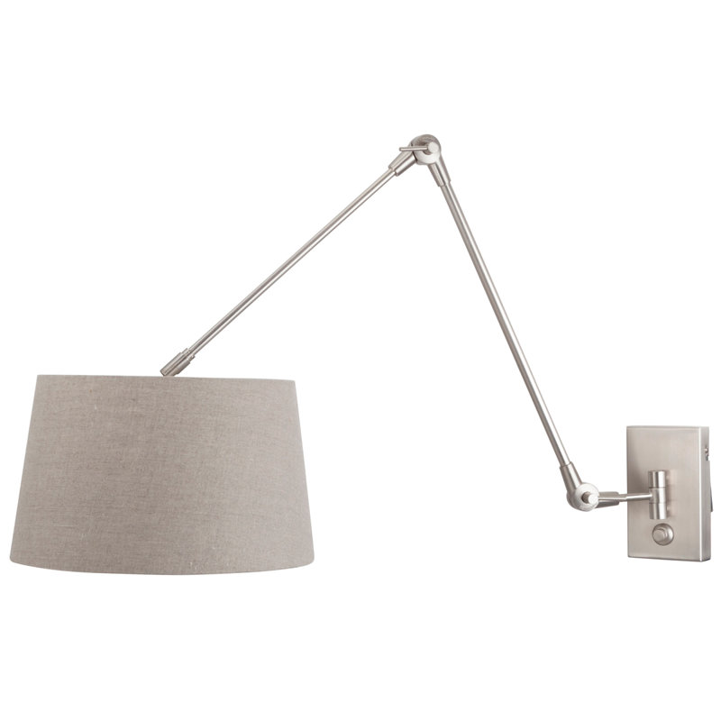 Sakamoto Steel Plug-in Swing Arm Sconce, Beige, 38" H x 35" W x 90" D