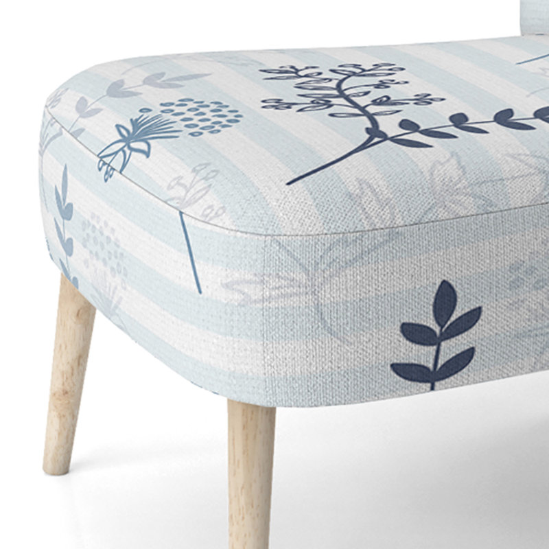 Chaise d'appoint rembourrée à motif blanc et bleu