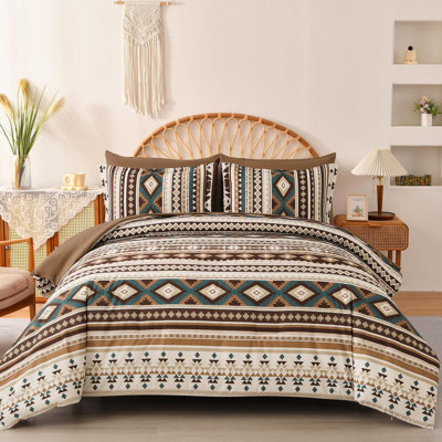 7-Piece Bohemian Geometric Striped Comforter Set