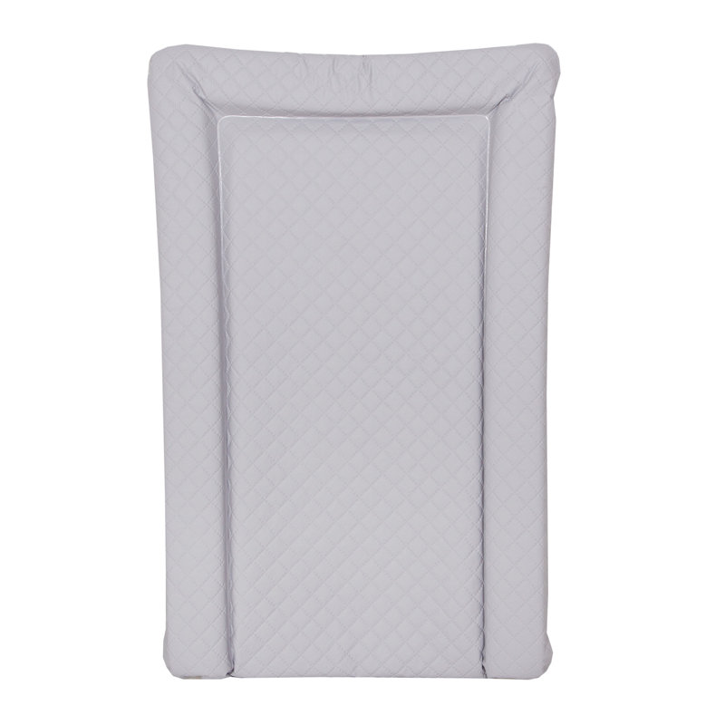 Deluxe Unisex Baby Waterproof Changing Mat With Raised Edges Quilted Caro Grey 