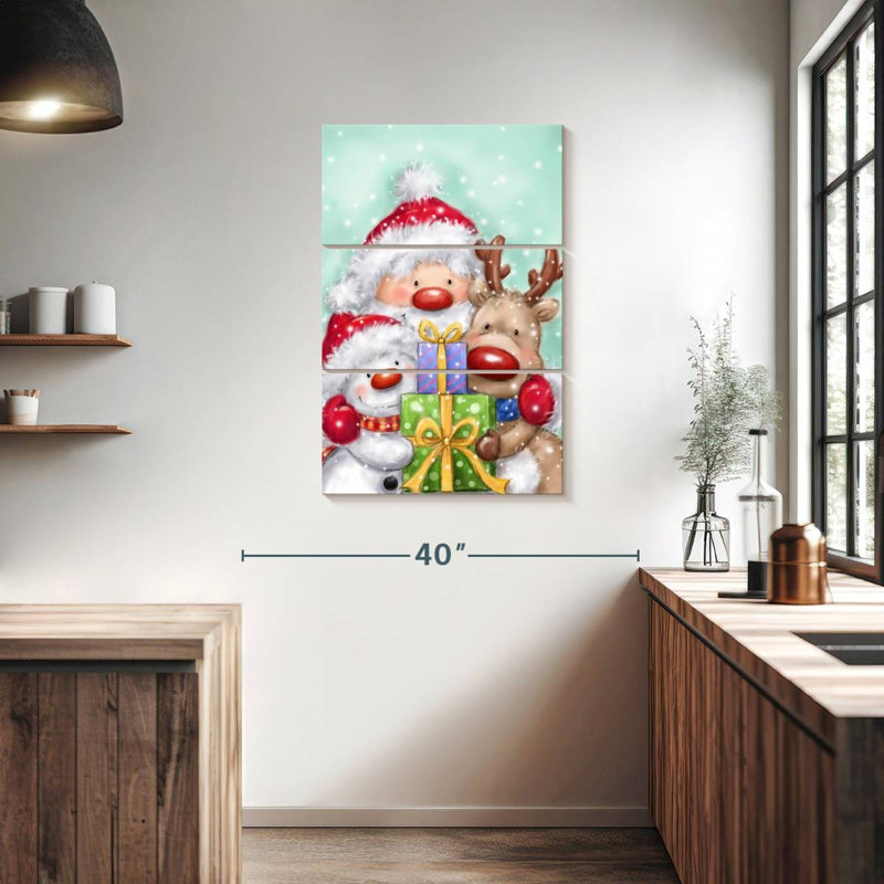 Lelend père Noël et bonhomme de neige, H 38 po x l 24 po