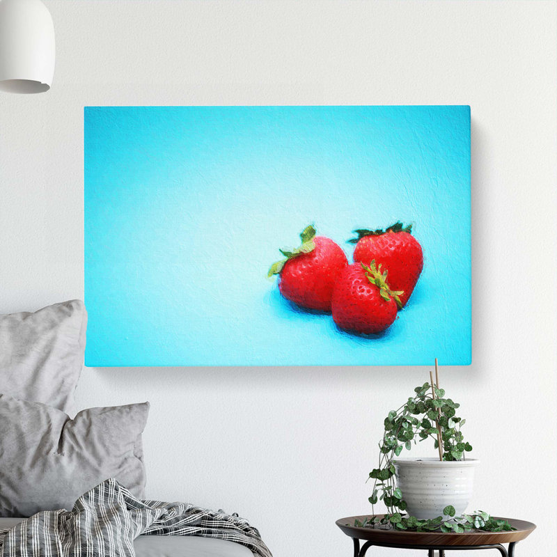 Three Strawberries - Wrapped Canvas, 35cm H x 50cm W x 3cm D