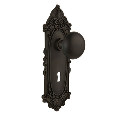 Plaque victorienne avec trou de serrure décoratif et poignée de porte New York