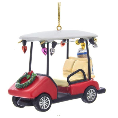 Kurt Adler Golf Cart With Wreath Christmas Tree Hanging Figurine Ornament