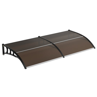 Auvent de porte de 40 po x 80 po, auvent en polycarbonate brun avec protection contre la neige et le soleil avec support en plastique robuste pour l'entrée extérieure, brun