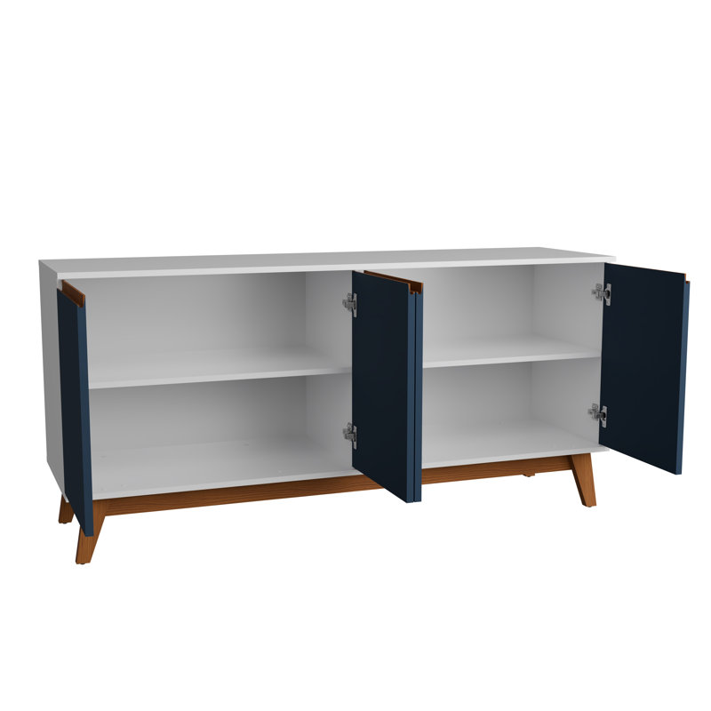 Tokyo 4-door Sideboard With Soft-close Doors, White/Blue