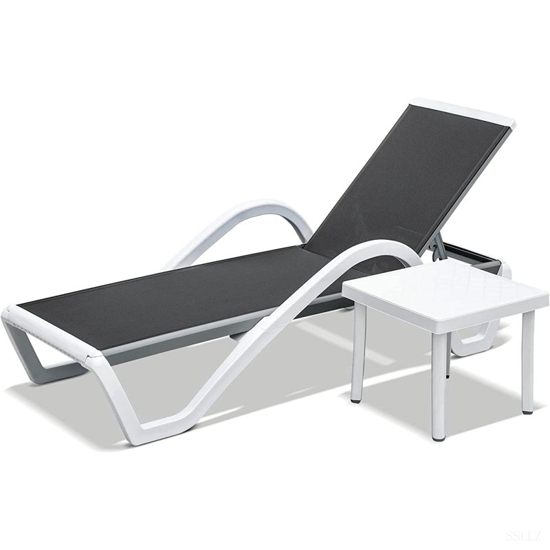 Patio Chaise Lounge Adjustable Aluminum Pool Lounge Chairs With Arm All Weather Pool Chairs For Outside,In-Pool,Lawn, Gray