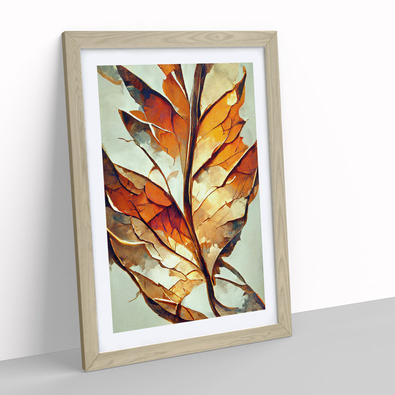 Abstract Autumn Leaf No.4 - Framed Print, 64cm H x 46cm W x 2cm D, Oak