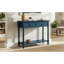 Console Series, teinte bleu marine foncé, aspect traditionnel avec deux tiroirs et une tablette de présentation, fabriquée en bois de pin, spacieuse pour le rangement, convient aux entrées, table longue de 35,43 po en bleu marine, design rétro, spacieuse