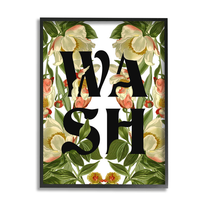 «Wash Flower Blossom Bath», art de la giclée encadrée par Lil 'Rue, H 14 po x l 11 po x P 1,5 po, Giclée encadrée noir minuit