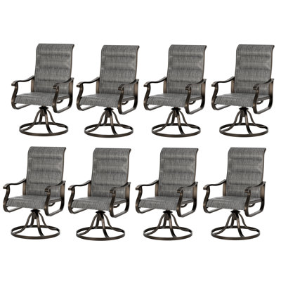 Ensemble 8 pièces de chaises de patio pivotantes à 360 ° 8 pièces