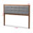Camilla Full Size Headboard with Dark Grey Fabric Upholstery and Walnut Brown Finished Wood