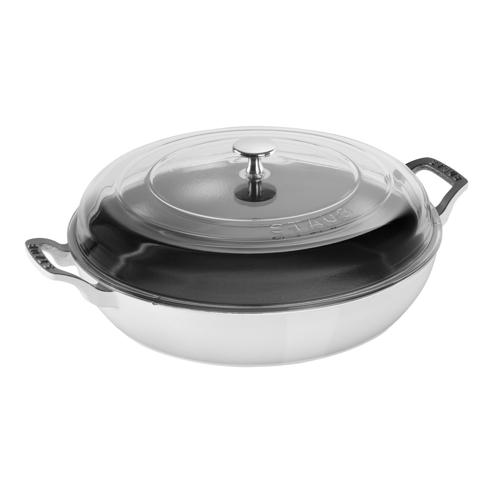 Braisers 3.5 L Cast Iron Round Heritage Braiser/Sauté Pan, White Truffle